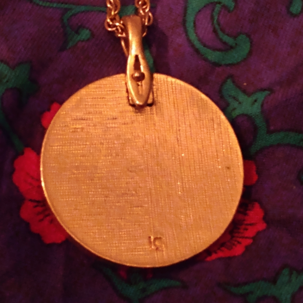 Gold Plated "LC" Stamped Pendant with Retro Chain